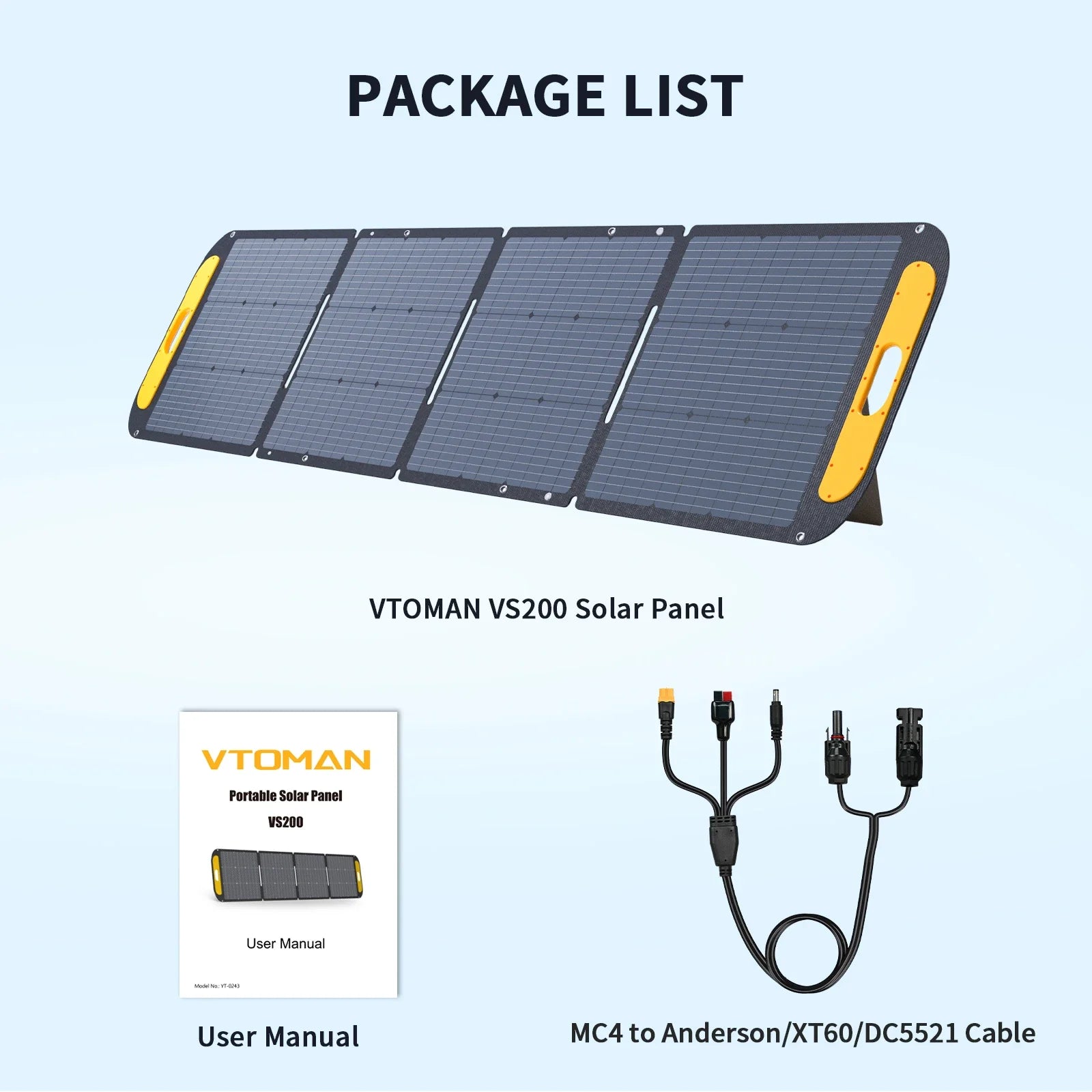 VTOMAN VS200 200W Foldable Solar Panel Portable Solar Charger for Power Stations, RV & Outdoor Use